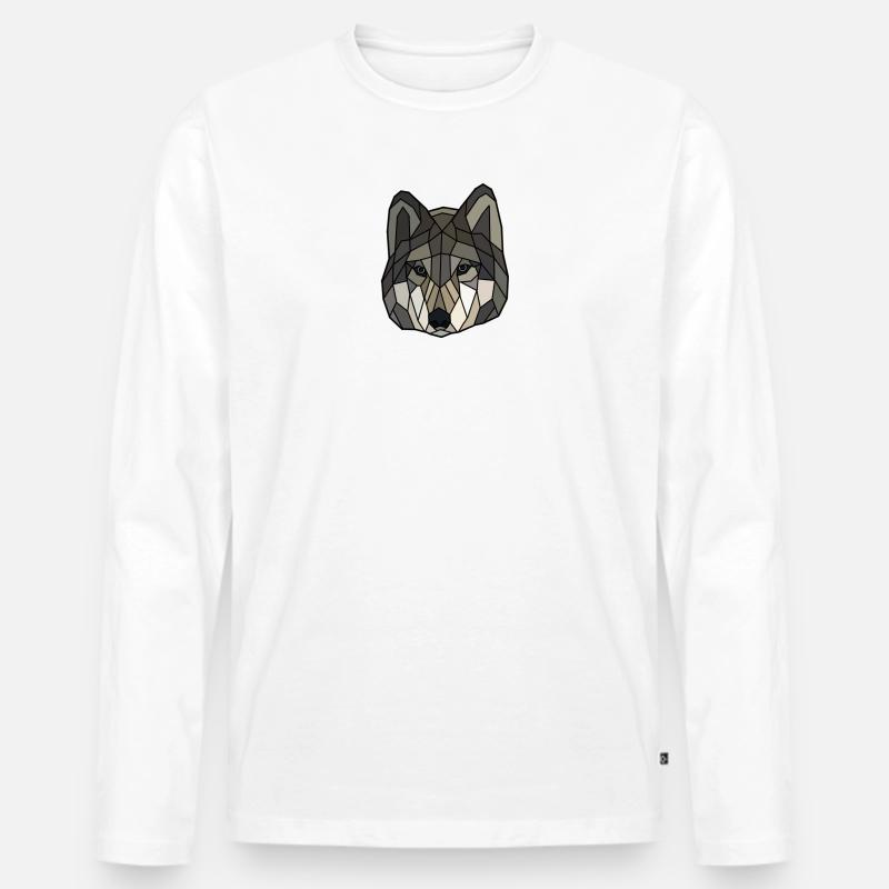 Wolf blanko - Männer Premium Bio Langarmshirt - Weiß