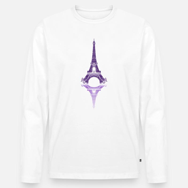 Pariser Spiegel Eiffelturm - Männer Premium Bio Langarmshirt - Weiß