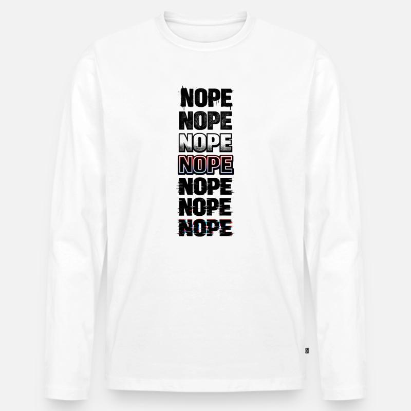 Nein, Neon-Glitch-Textstack - Männer Premium Bio Langarmshirt - Weiß