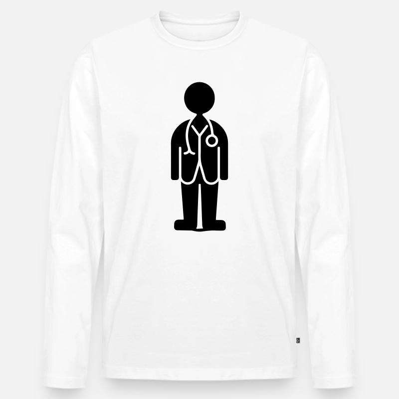 Doktor Symbol - Männer Premium Bio Langarmshirt - Weiß