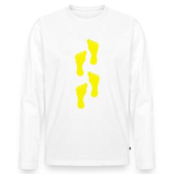 yellow left foot walk - Men's Premium Organic Long Sleeve Shirt - white - Front - Nico (187cm)