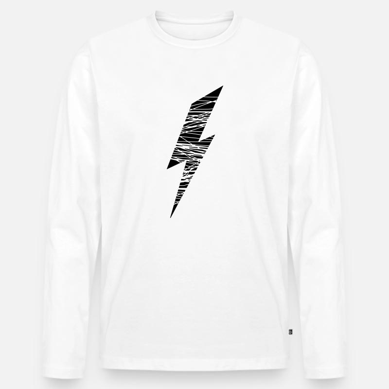 Blitz - Männer Premium Bio Langarmshirt - Weiß