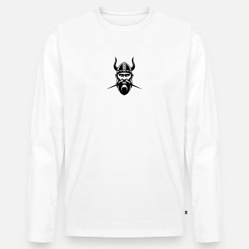 Wikinger Krieger Kopf - Männer Premium Bio Langarmshirt - Weiß