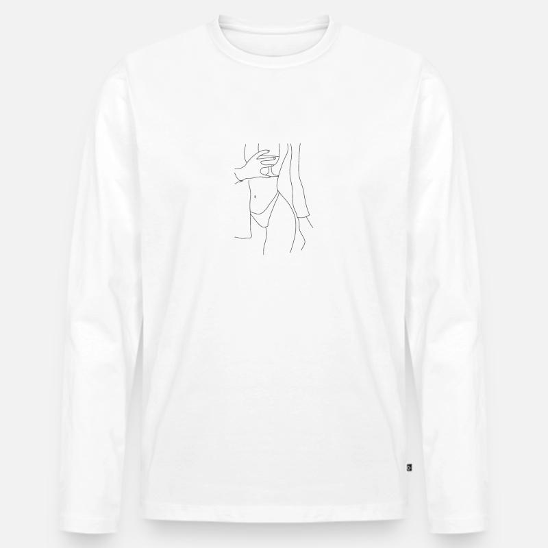 Frau mit Weinglas - Männer Premium Bio Langarmshirt - Weiß