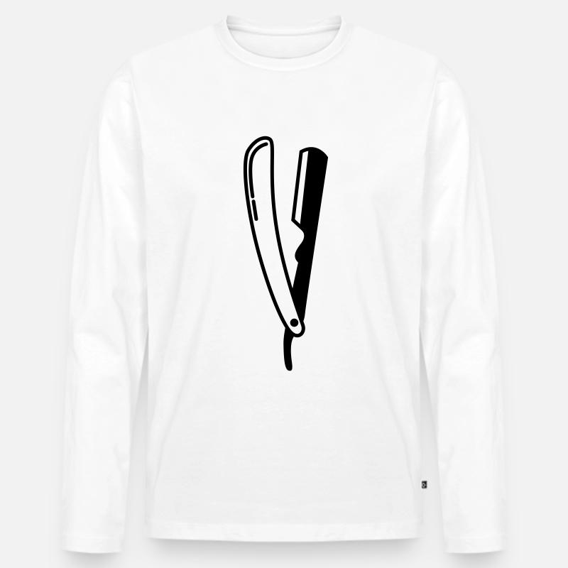Rasieren Barber logo icon - Männer Premium Bio Langarmshirt - Weiß