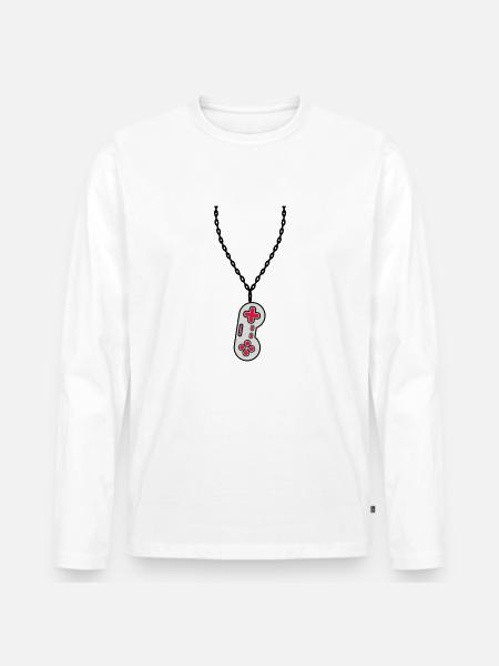 Necklace Jewelry Old Controller - Men's Premium Organic Long Sleeve Shirt - white