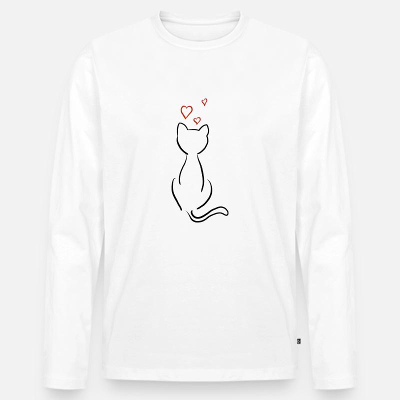 Kätzchen denkt über Liebe nach - Männer Premium Bio Langarmshirt - Weiß