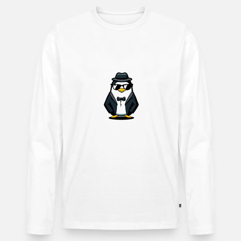 Pinguin - Männer Premium Bio Langarmshirt - Weiß
