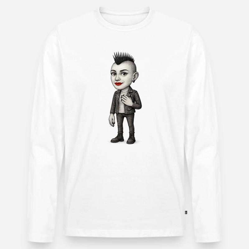 Mohawk Punker - Männer Premium Bio Langarmshirt - Weiß