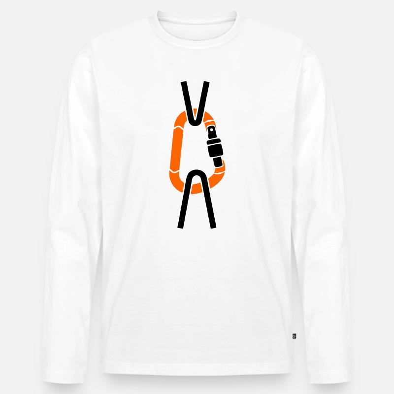 Karabiner Kletterseil Baumpfleger Alpinist - Männer Premium Bio Langarmshirt - Weiß