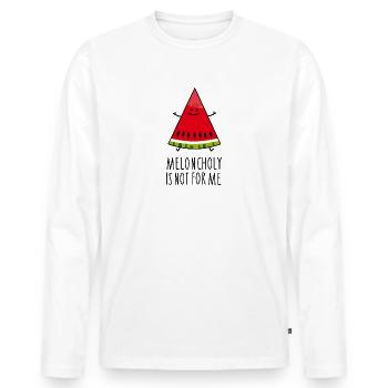 Drôle d’optimisme melon - T-shirt manches longues Premium bio Homme - blanc - Devant - Nico (187cm)