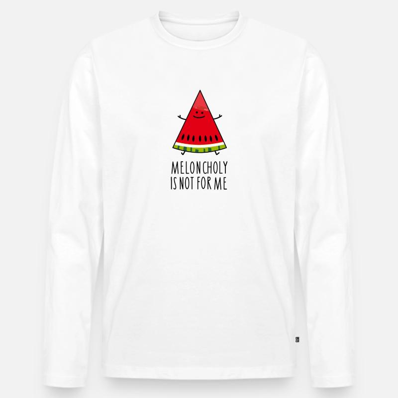 Lustige Optimismus Melone - Männer Premium Bio Langarmshirt - Weiß