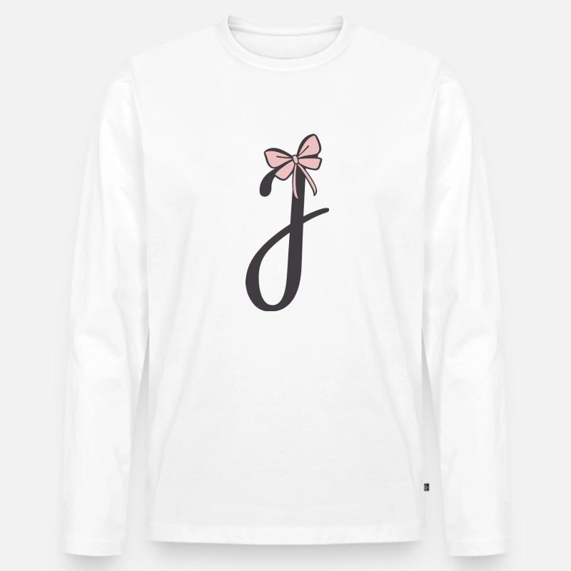 Anfangsbuchstabe J Schleifchen - Männer Premium Bio Langarmshirt - Weiß