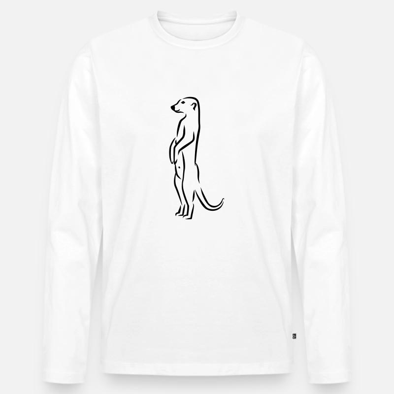 Erdmännchen - Männer Premium Bio Langarmshirt - Weiß