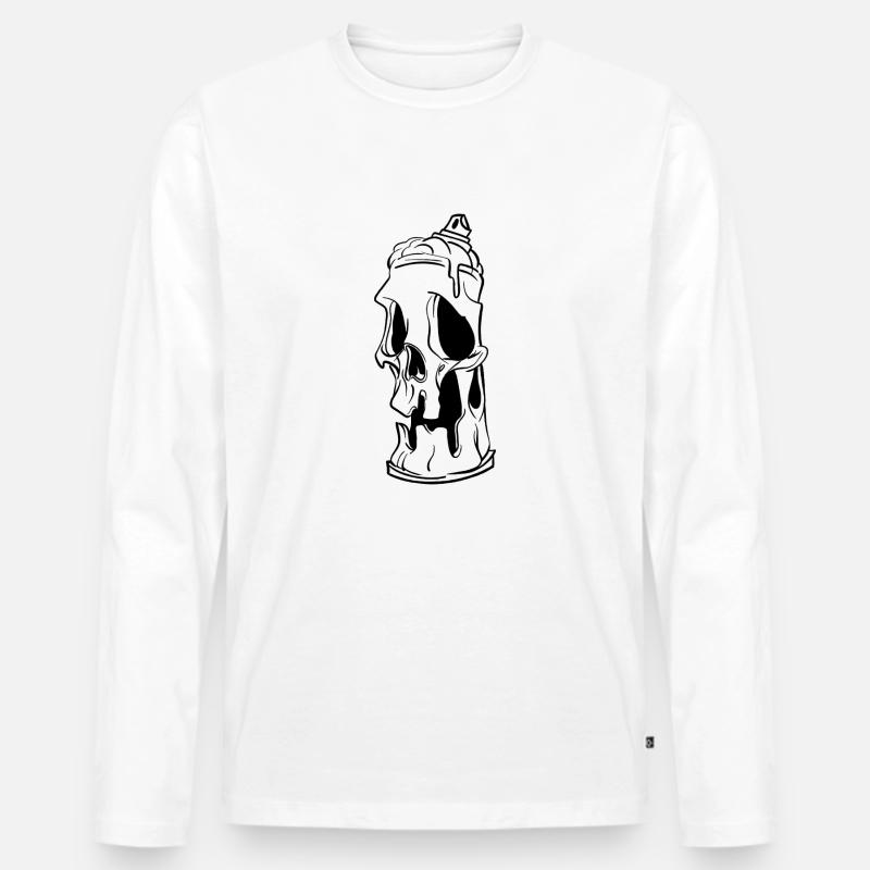 Schädel-Sprühdose - Männer Premium Bio Langarmshirt - Weiß
