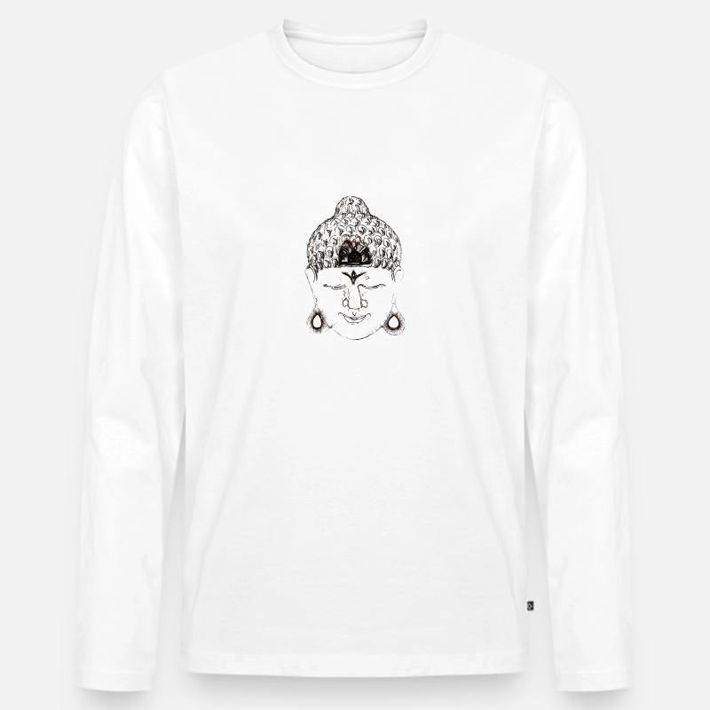 Buddha - Männer Premium Bio Langarmshirt - Weiß