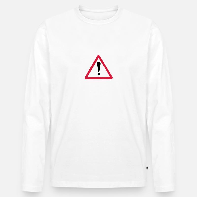 Warn Zeichen Warnung - Männer Premium Bio Langarmshirt - Weiß