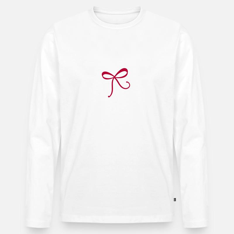 Schleife rot - Männer Premium Bio Langarmshirt - Weiß
