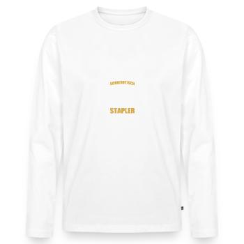 Behalt deine Krawatte Staplerfahrer Gabelstapler - Männer Premium Bio Langarmshirt - Weiß - Vorne - Nico (187cm)