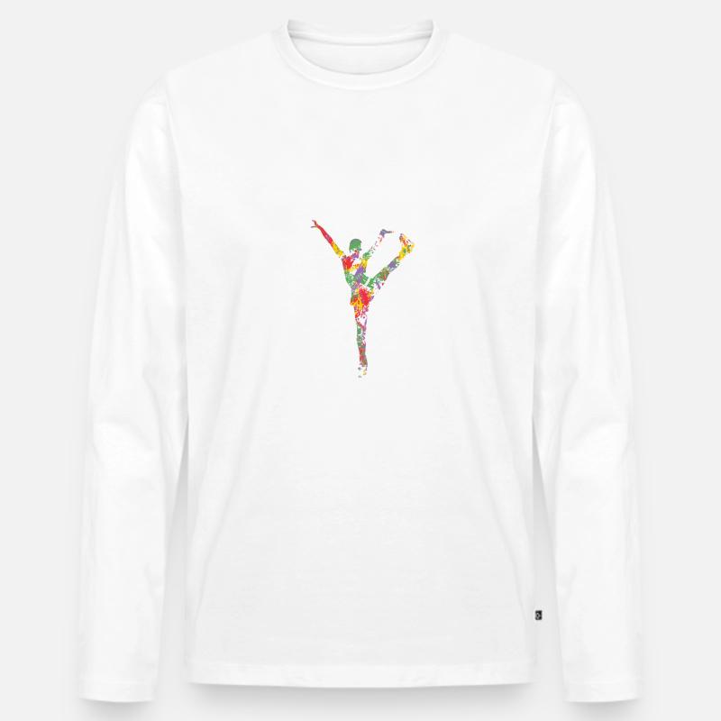 Eiskunstlauf - Männer Premium Bio Langarmshirt - Weiß
