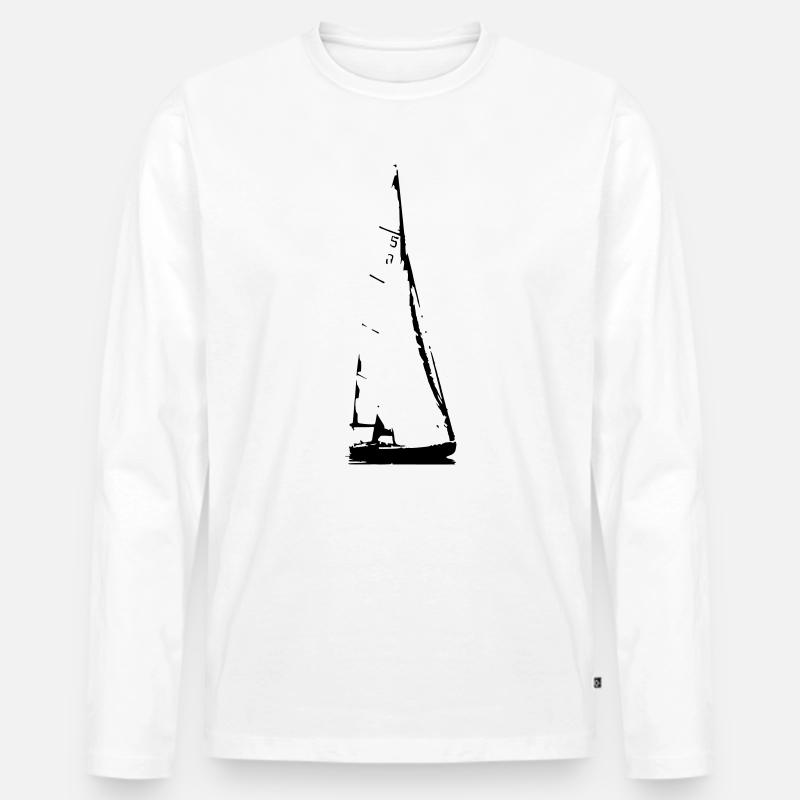 Sailing Boat - Männer Premium Bio Langarmshirt - Weiß