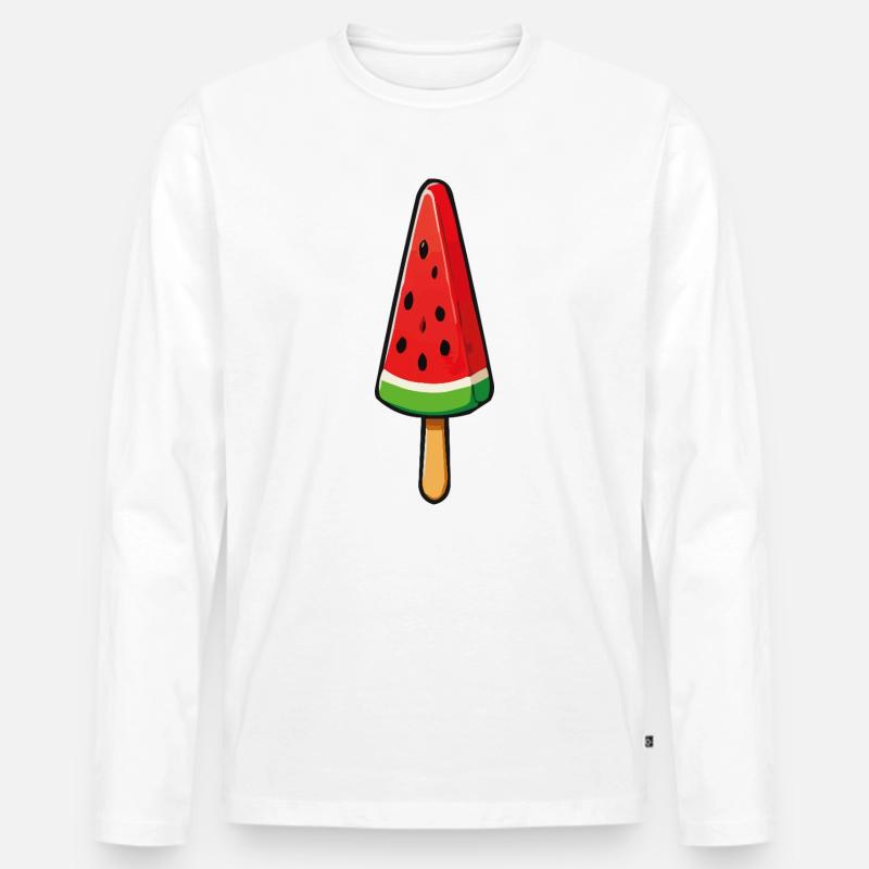 Glaces à la pastèque - T-shirt manches longues Premium bio Homme - blanc