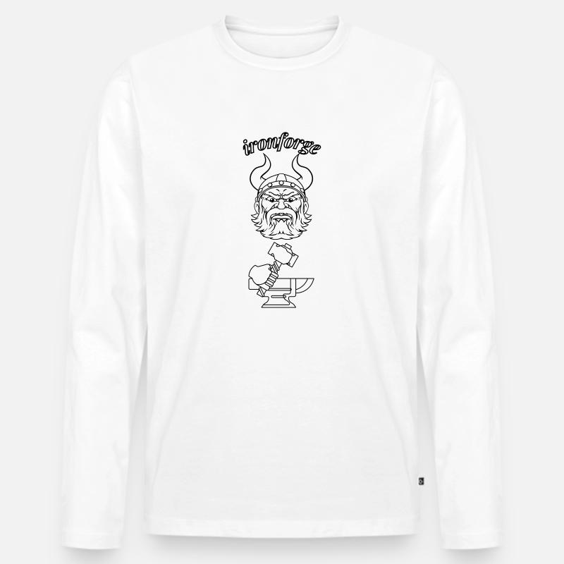 ironforge Text schwarz - Männer Premium Bio Langarmshirt - Weiß