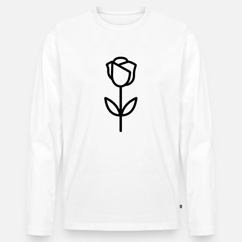 Rosa Blume - Männer Premium Bio Langarmshirt - Weiß
