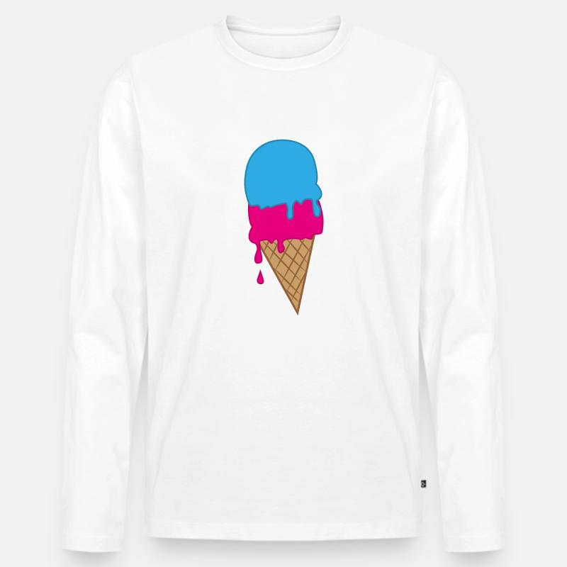 ice creme - Männer Premium Bio Langarmshirt - Weiß