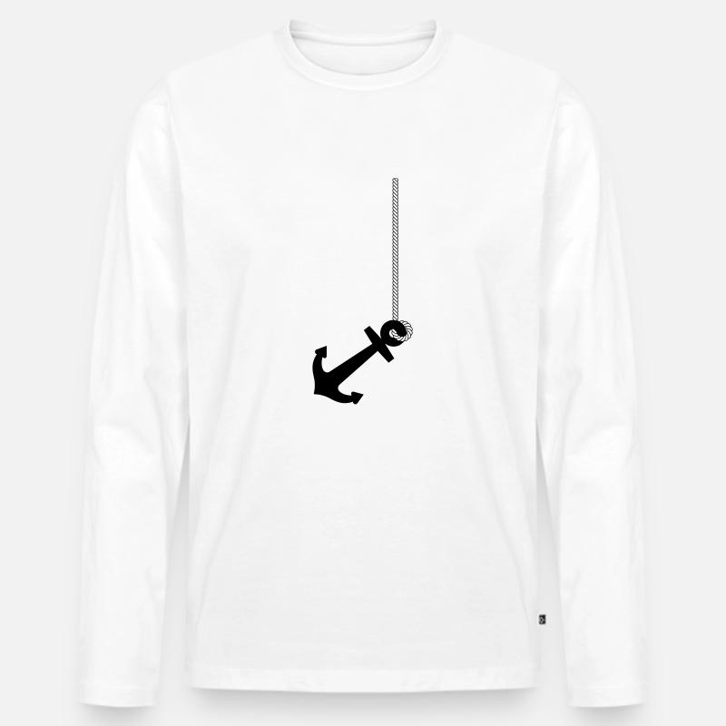 Anker mit Seil - Männer Premium Bio Langarmshirt - Weiß