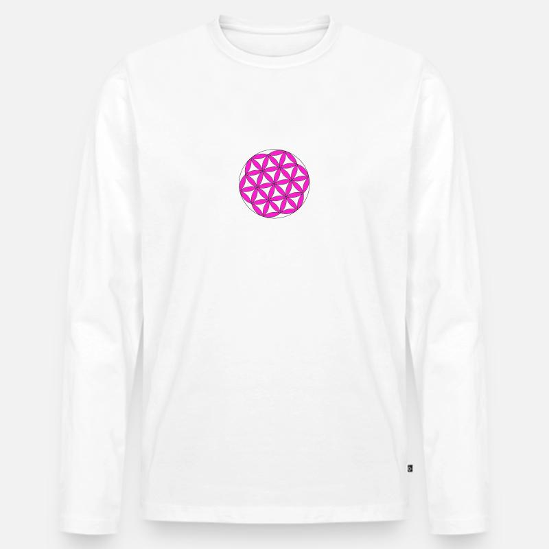 Blume des Lebens pink - Männer Premium Bio Langarmshirt - Weiß