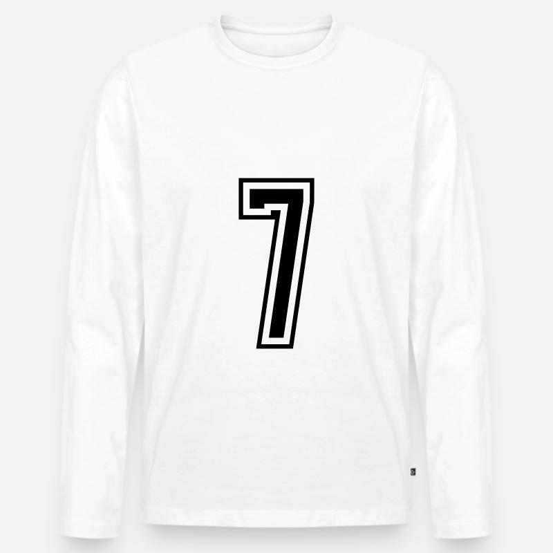 7 Zahl nummer - Männer Premium Bio Langarmshirt - Weiß