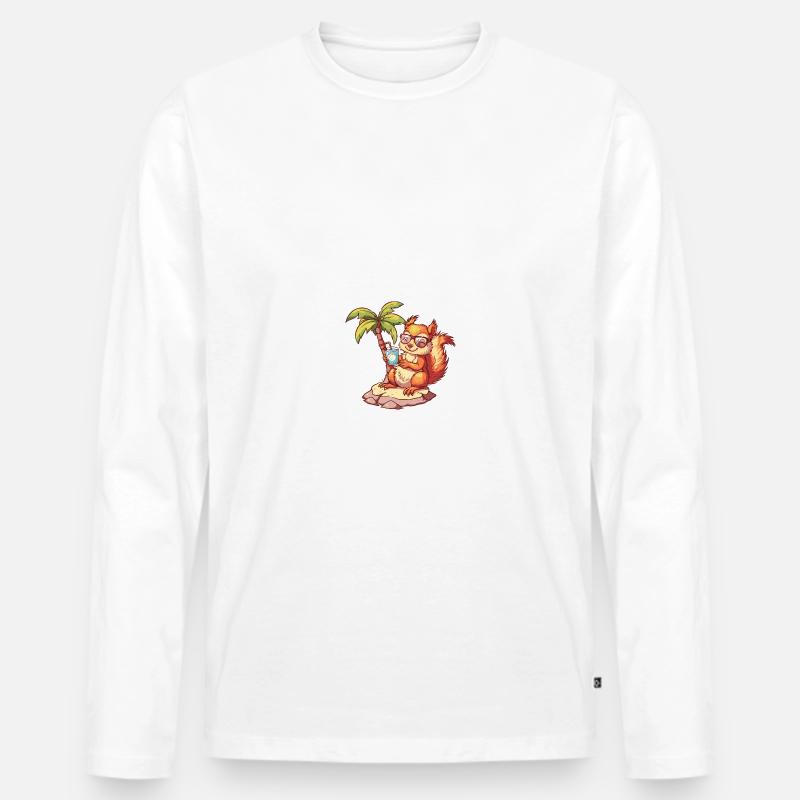 Eichhörnchen Sommer Strand Comic - Männer Premium Bio Langarmshirt - Weiß