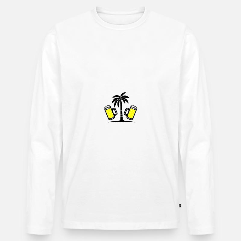 Bier Palmen Urlaub - Männer Premium Bio Langarmshirt - Weiß