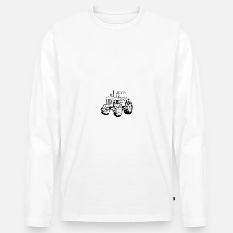 Traktor Symbol - Männer Premium Bio Langarmshirt - Weiß