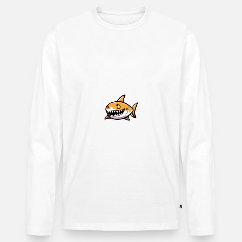 Hai Halloween Tier - Männer Premium Bio Langarmshirt - Weiß