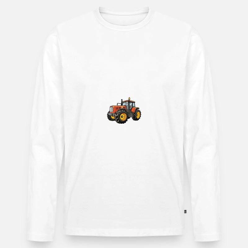 Traktor Farmer Symbol - Männer Premium Bio Langarmshirt - Weiß