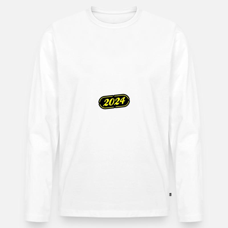 2024 Symbol - Männer Premium Bio Langarmshirt - Weiß