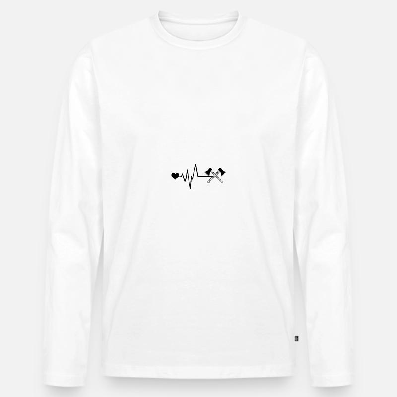 Axt Puls Liebe - Männer Premium Bio Langarmshirt - Weiß