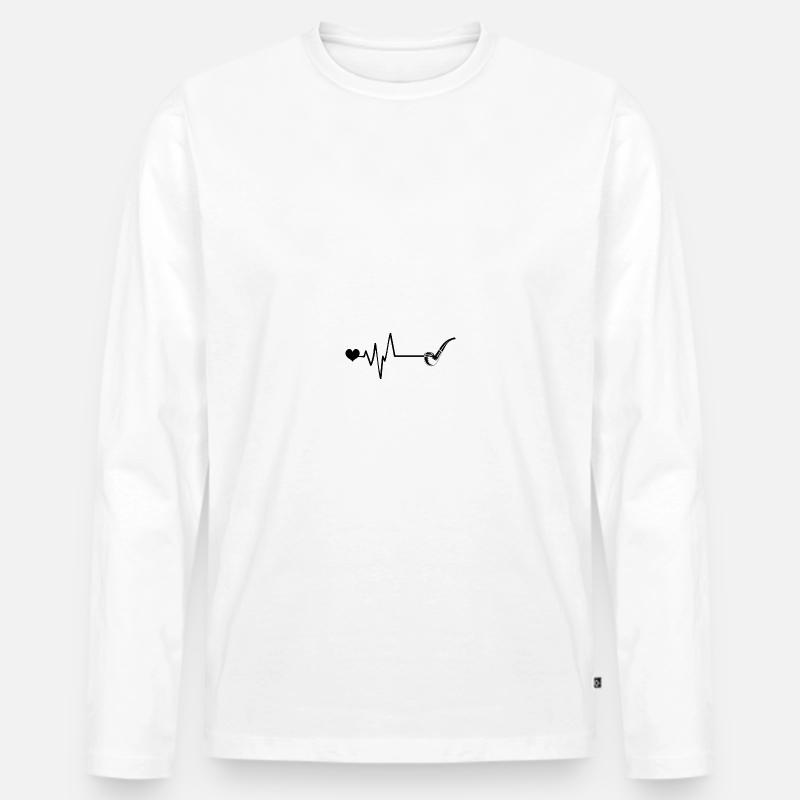 Pfeife Puls Liebe - Männer Premium Bio Langarmshirt - Weiß