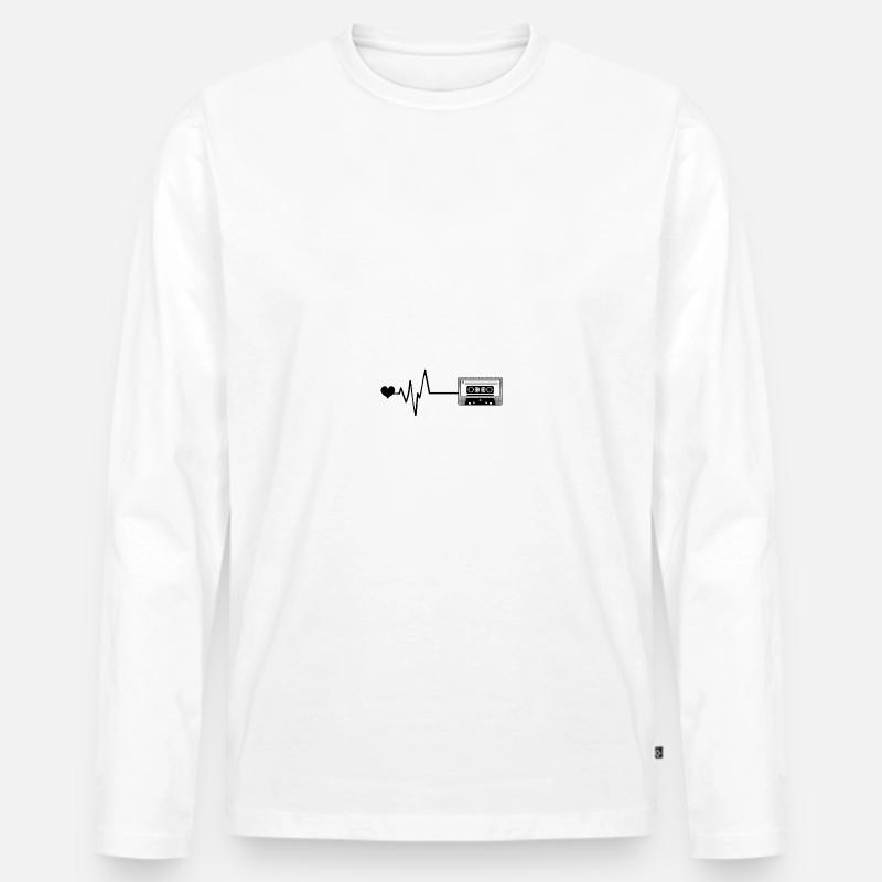 Kassette Puls Liebe - Männer Premium Bio Langarmshirt - Weiß