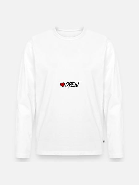 Crew Herz - Männer Premium Bio Langarmshirt - Weiß