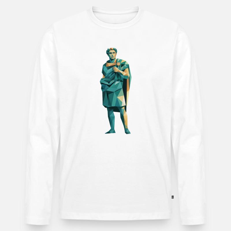 Caesar - Cooles Geschichtslogo - Männer Premium Bio Langarmshirt - Weiß