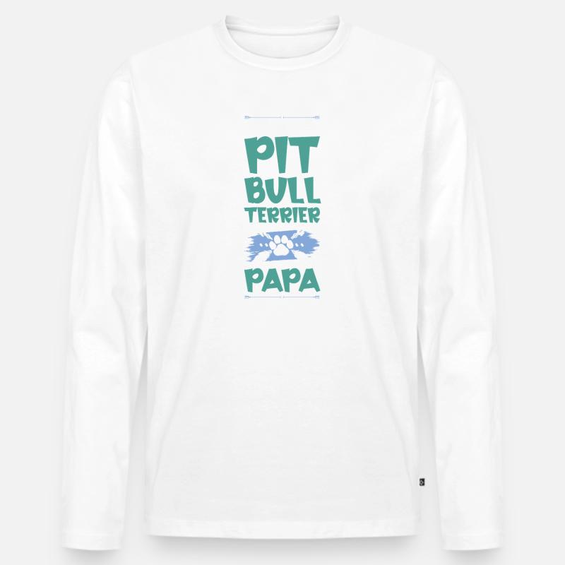 pit hunde papa - Männer Premium Bio Langarmshirt - Weiß