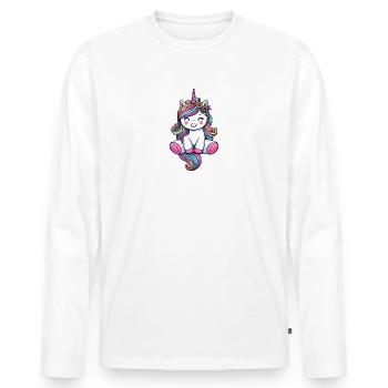 Cute Unicorn - Men's Premium Organic Long Sleeve Shirt - white - Front - Nico (187cm)