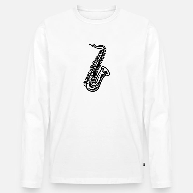 Saxophon - Männer Premium Bio Langarmshirt - Weiß