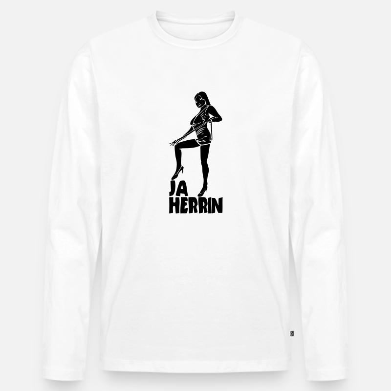 Herrin - Männer Premium Bio Langarmshirt - Weiß
