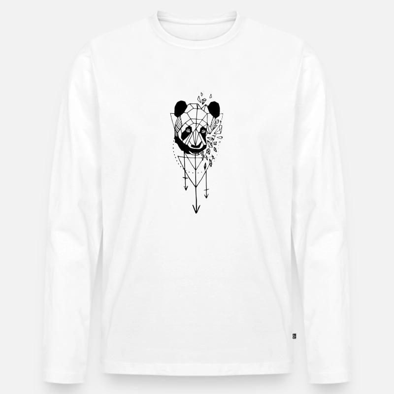 Panda Kopf - Männer Premium Bio Langarmshirt - Weiß