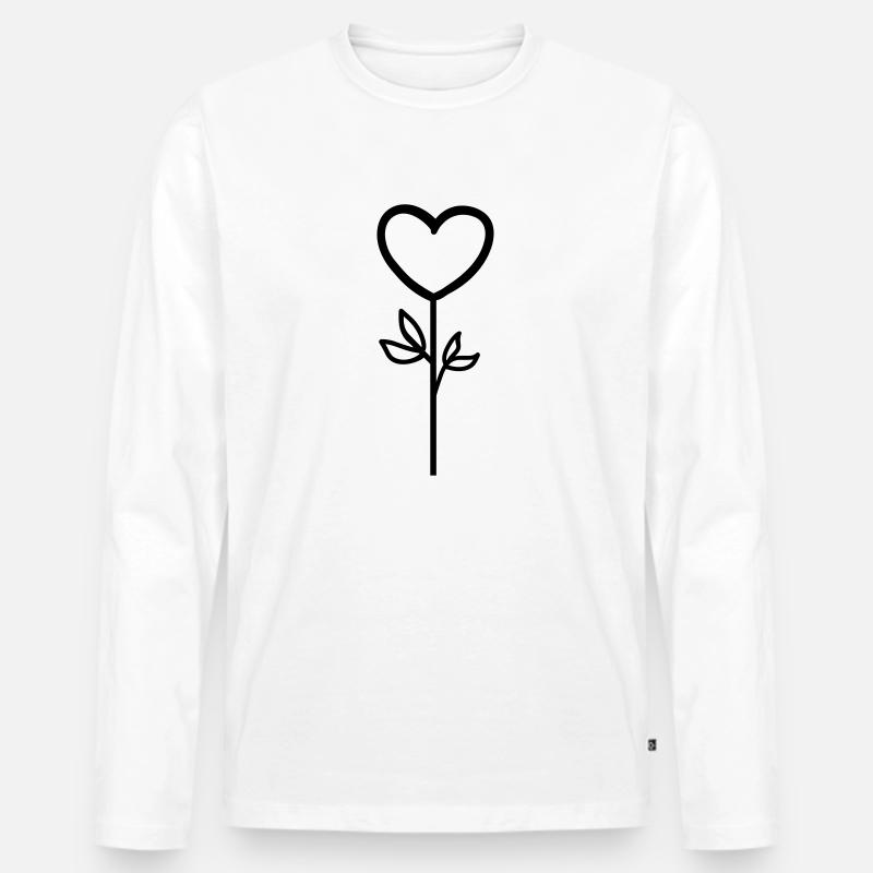 Rosa Blume - Männer Premium Bio Langarmshirt - Weiß