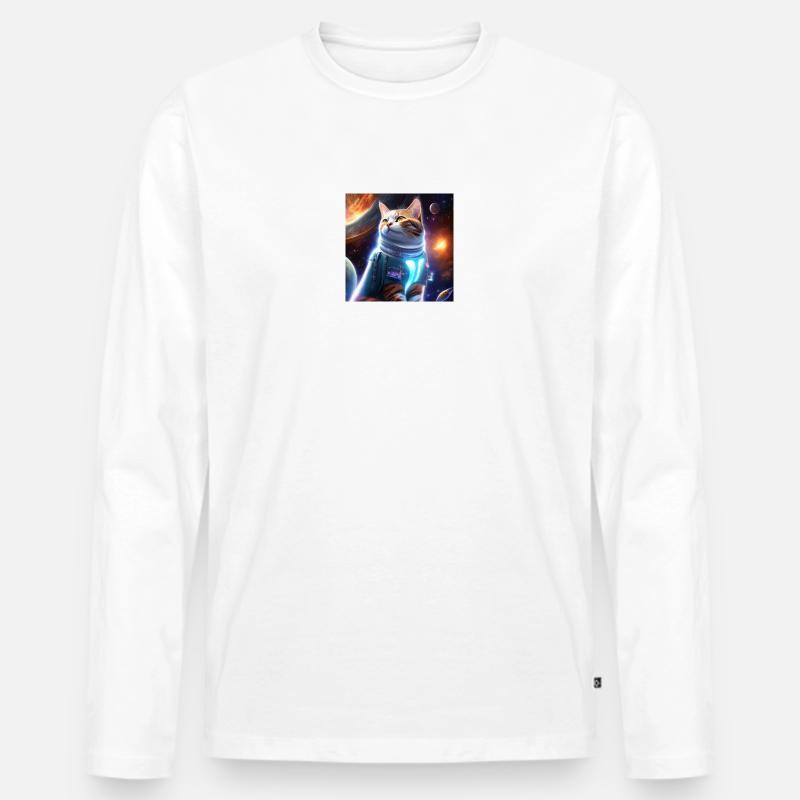 Katze - Männer Premium Bio Langarmshirt - Weiß
